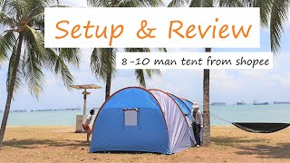 Setup amp Review 810 Man Camping Tent from Shopee  Camping 2021 [upl. by Ayar]