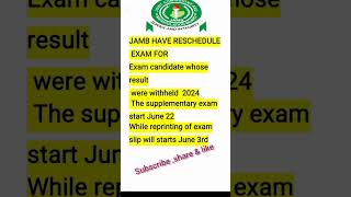 JAMB NEWS  Jamb new exam and reprinting date for candidate whose result were withheld2024 [upl. by Vetter485]