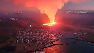 NUEVA ERUPCIÓN DEL VOLCÁN EN ISLANDIA CERCA DE UNA CIUDAD [upl. by Nura]