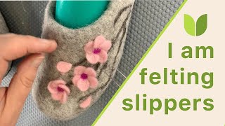 This is how I felting handmade wool slippers 💕 EcoFoot [upl. by Chiang]