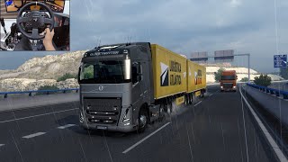 Volvo FH 2022  Rainy drive  Euro Truck Simulator 2  Thrustmaster TX [upl. by Felicle]