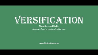 versification Pronounce versification with Meaning Phonetic Synonyms and Sentence Examples [upl. by Ahseinod]