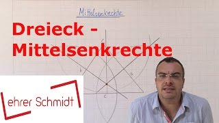 Dreieck  Mittelsenkrechte konstruieren  Geometrie  Mathematik  Lehrerschmidt [upl. by Anelim]