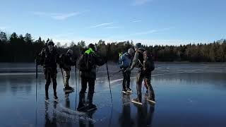 Nordic ice skating on black ice  the frozen lakes of sweden [upl. by Yerffe353]