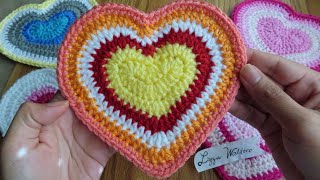 Crochet Big Multicolored Heart Applique Part 1 [upl. by Ynabe623]