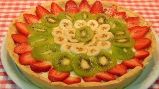 Tarta de frutas frescas con masa casera receta fácil [upl. by Ennovad]