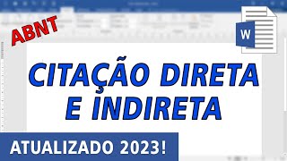 ABNT  Citação direta e indireta COMPLETO NORMA VÁLIDA 2024 [upl. by Bobina]