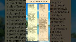 List Of Collective noun  shorts englishgrammar english [upl. by Shandra]