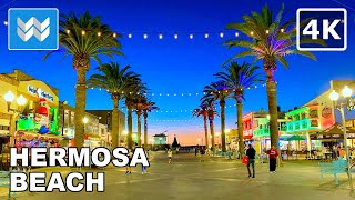 4K Sunset at Hermosa Beach Pier in South Bay California USA  Walking Tour 🎧 Binaural Sound [upl. by Ynafit115]