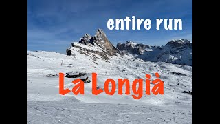 La Longia the longest ski piste in Dolomites entire run [upl. by Prospero]