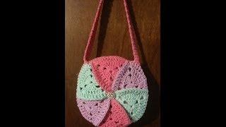 How to Crochet a Purse  Granny Triangle Pinwheel Purse [upl. by Ahterod954]