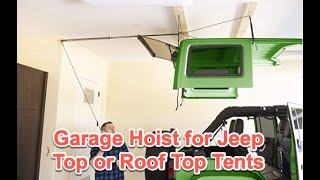 DIY Rooftop Tent  Jeep  Truck Cap Hoist  Overlanding  Joshs Garage [upl. by Alsi]