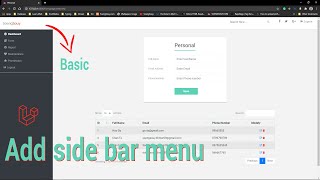 Create side bar menu left in Laravel Basic [upl. by Anirod762]