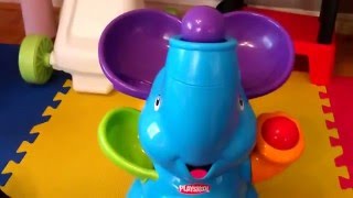 Playskool Poppin Park Elefun Busy Ball Popper  Blue Fun Demonstration and Review [upl. by Kimball]