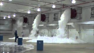 Landmark Sprinkler Aircraft Hangar Foam Fire Suppression Test [upl. by Anelra]