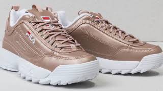 Fila Womens Metallic Rose Gold Disruptor II Premium Sneakers [upl. by Bonni]