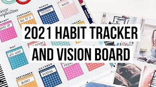 My Monthly Goals for 2021  Self Care Habit Tracker and Vision Board in my Big Happy Planner [upl. by Mueller826]