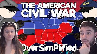 British Couple Reacts to The American Civil War  OverSimplified Part 1 [upl. by Nairadas]