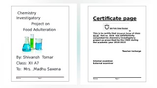 Chemistry investigatory project file on Food Adulteration for class 12th  PDF  Become unique ☑️ [upl. by Ode]