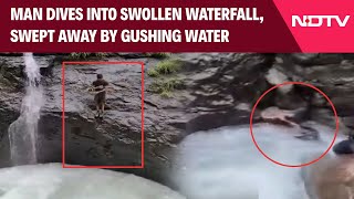 Tamhini Ghat Accident Today  Man Dives Into Swollen Waterfall In Pune Swept Away By Gushing Water [upl. by Lovell47]