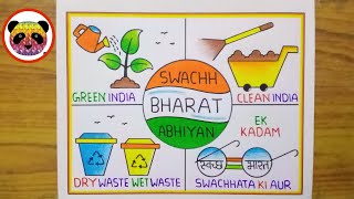 Swachh Bharat Abhiyan Poster Drawing  Clean India Green India Poster Drawing Easy  Easy Drawing [upl. by Judah312]