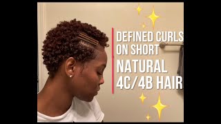 How To Style and Define Curls On Short Natural 4C4B Hair Wash ‘n Go [upl. by Enelia]