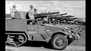 M3 Motor Gun Carriage Half Track Tank Destroyers at Camp Hood 1943 Restored [upl. by Keifer]