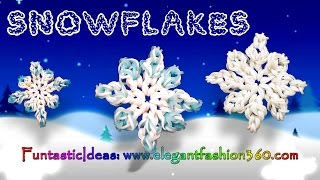 Rainbow Loom Snowflake 2D Charms  How to Loom Bands HolidayChristmasWinterOrnaments [upl. by Lacy617]