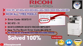 SC67211 Ricoh Error  Ricoh 2011Error Code SC670 SC672  Ricoh quotPlease Waitquot Problem  SC67211 [upl. by Elitnahc]