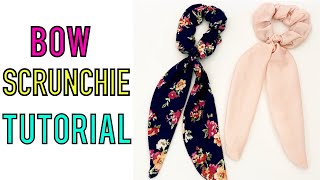 EASY BOW SCRUNCHIE TUTORIAL  DIY HAIR SCARF [upl. by Vincents578]