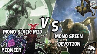 Mono Black Midrange VS Mono Green Devotion MTG Pioneer [upl. by Ronyar852]