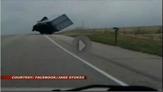 Tractor trailer driver avoids flipping over [upl. by Inalel]