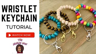 Beaded Wristlet Tutorial Wristlet Keychain Tutorial Wood Bead Wristlet DIY [upl. by Rothwell]