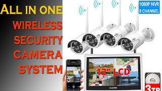 Hiseeu Wireless Security Camera System with 12quot LCD Monitor 3TB HDD [upl. by Kato]