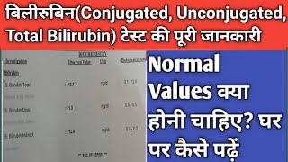 Bilirubin Test Report ख़ुद पढ़ना सीखेंNormal Values And Test Result in HindiBilirubin Problem [upl. by Gaskin802]