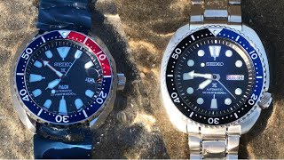 Seiko Mini Baby Turtle SRPC41 vs Seiko Turtle SRPC25 “The Dark Knight”  Design amp Specifications [upl. by Vedette236]