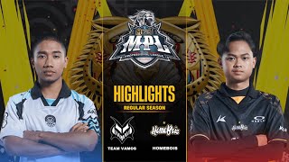 TEAM VAMOS vs HOMEBOIS HIGHLIGHTS REGULAR SEASON MPL MALAYSIA S14  HB vs VMS [upl. by Naoh]