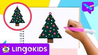 How to draw a CHRISTMAS TREE 🎄🎨 Drawing for kids  CRAFTS by Lingokids [upl. by Naletak]