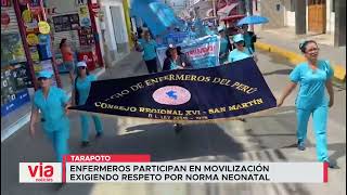 Enfermeros participan en movilización exigiendo respeto por norma neonatal [upl. by Ailin]