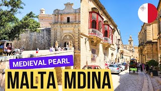 🇲🇹 MALTA  MDINA  Maltese medieval pearl  mini Walking Tour 4K [upl. by Drusy]