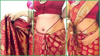 How To Wear Saree For Wedding  How To Drape South Indian Bridal Saree Perfectly  Kanjivaram Saree [upl. by Yllitnahc726]