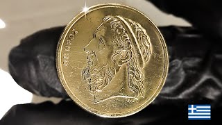 Restoration and polishing of the old Greek 50 drachma coin [upl. by Ahsyekat541]