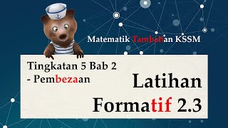 Matematik Tambahan Tingkatan 5 KSSM Bab 2  Pembezaan  Latihan Formatif 23 [upl. by Neville]