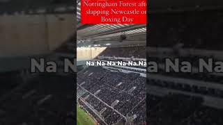 Nottingham forest Fans Sing Chris wood name after scoring hat trick against Newcastle United [upl. by Nylekcaj169]