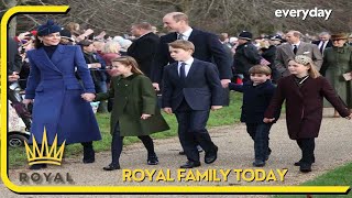 Princess Kate stuns in royal blue at Royal Family Christmas Day service [upl. by Umberto]