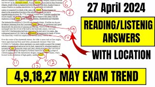 27 April IELTS Reading Answers 27 April Listening Answers Reading Listening Answers 27 april exam [upl. by Araet561]