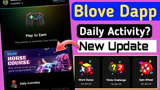 Blove Dapp Daily Activity  New Update Play Hourse Course Game Complete guide [upl. by Adlen]