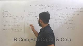 HRA Income under SALARYIncome Tax》Step by Step Calculations oh HRAFor BCOM BBACACS amp CMA [upl. by Adnohrahs]