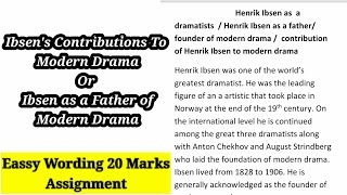 Ibsen is The Father of Modern English Drama Ibsens Contribution towards modern Drama [upl. by Essam]