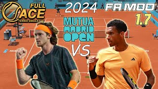 Full Ace Tennis  Andrey Rublev VS Felix AugerAliassime Final Mutua Madrid Open 2024  marratxiboy [upl. by Vaules]